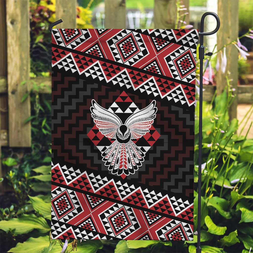 Taniko Aotearoa Garden Flag Poutama Mix Piwakawaka - Ver02 LT7 Garden Flag Red - Polynesian Pride