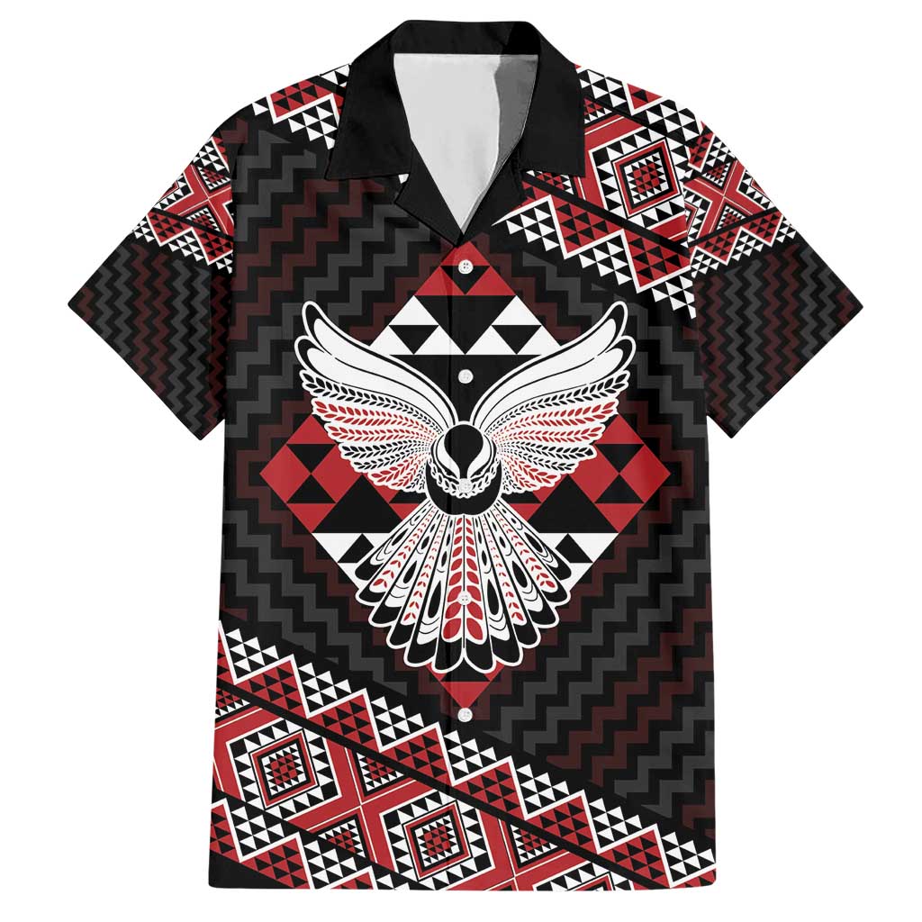 Taniko Aotearoa Hawaiian Shirt Poutama Mix Piwakawaka - Ver02 LT7 Red - Polynesian Pride