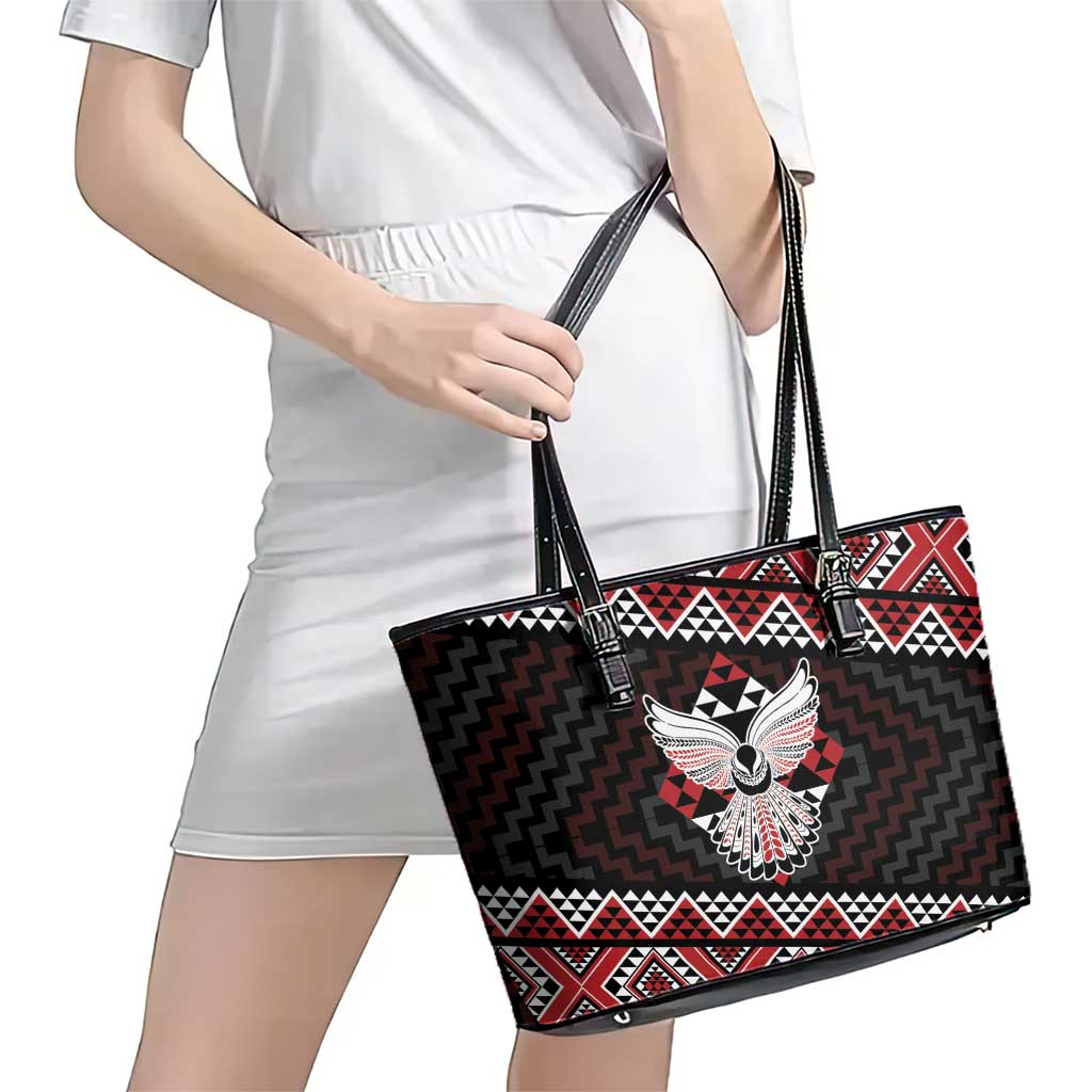 Taniko Aotearoa Leather Tote Bag Poutama Mix Piwakawaka - Ver02 LT7 - Polynesian Pride
