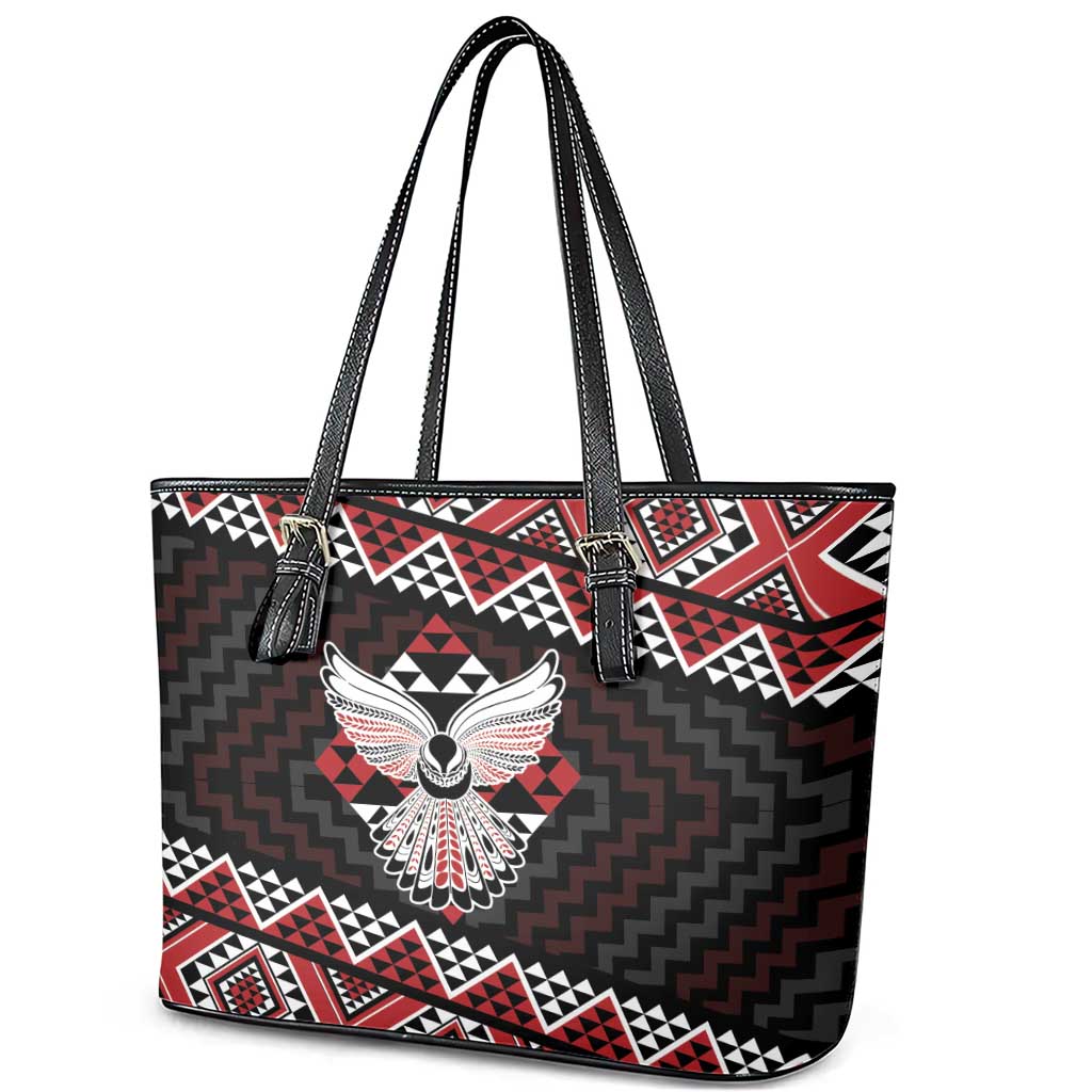 Taniko Aotearoa Leather Tote Bag Poutama Mix Piwakawaka - Ver02 LT7 - Polynesian Pride