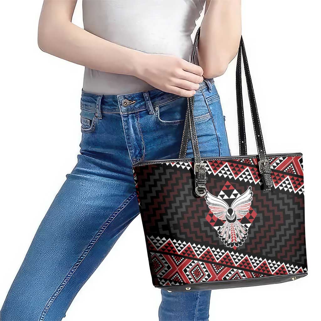 Taniko Aotearoa Leather Tote Bag Poutama Mix Piwakawaka - Ver02 LT7 - Polynesian Pride