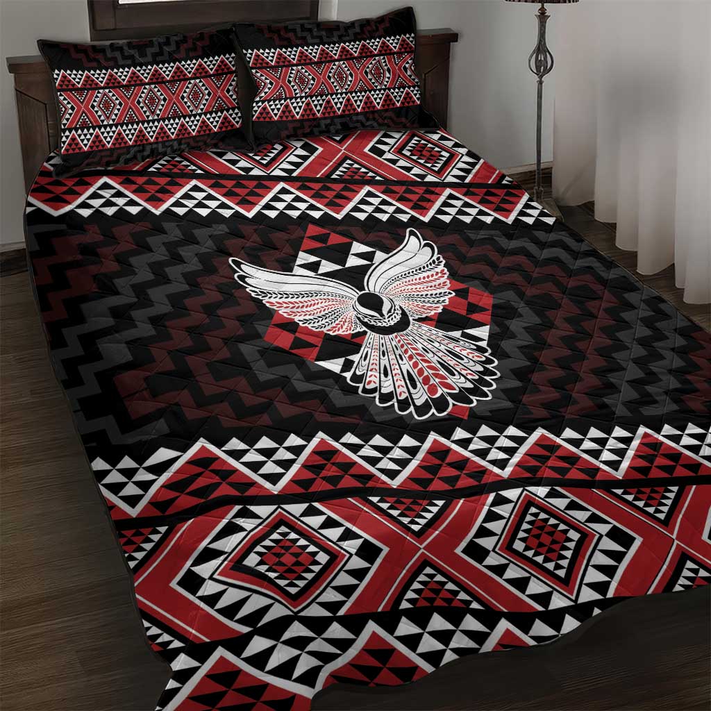 Taniko Aotearoa Quilt Bed Set Poutama Mix Piwakawaka - Ver02 LT7 Red - Polynesian Pride