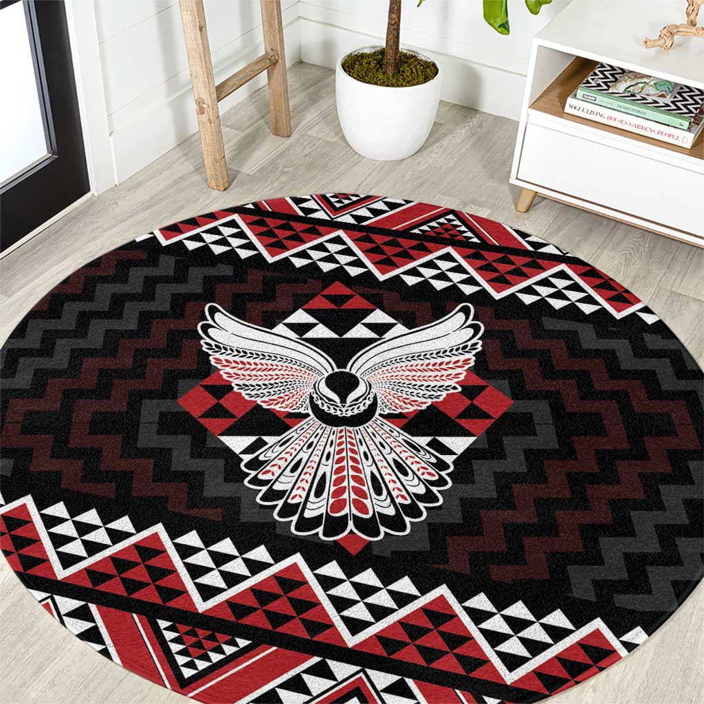 Taniko Aotearoa Round Carpet Poutama Mix Piwakawaka - Ver02