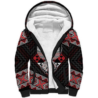 Taniko Aotearoa Sherpa Hoodie Poutama Mix Piwakawaka - Ver02 LT7 Unisex Red - Polynesian Pride