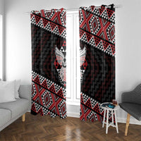 Taniko Aotearoa Window Curtain Poutama Mix Piwakawaka - Ver02 LT7 With Grommets Red - Polynesian Pride
