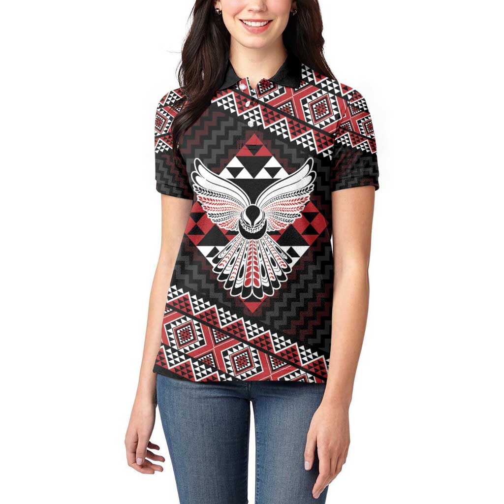Taniko Aotearoa Women Polo Shirt Poutama Mix Piwakawaka - Ver02