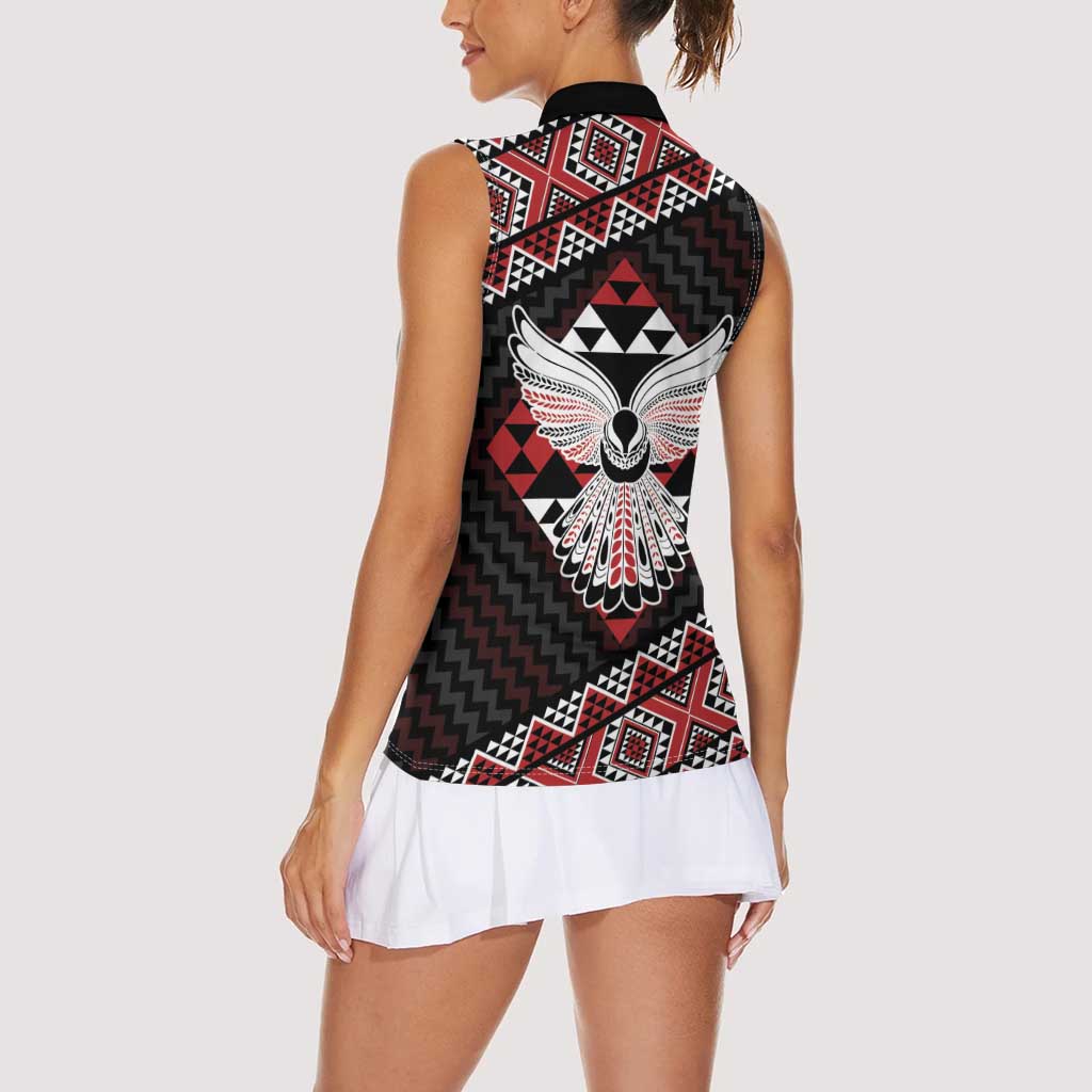 Taniko Aotearoa Women Sleeveless Polo Shirt Poutama Mix Piwakawaka - Ver02