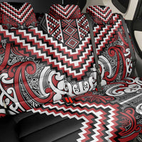 Maori Tukutuku Taniko Motifs Back Car Seat Cover Red Poutama Mix Kowhaiwhai