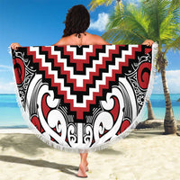 Maori Tukutuku Taniko Motifs Beach Blanket Red Poutama Mix Kowhaiwhai LT7 - Polynesian Pride