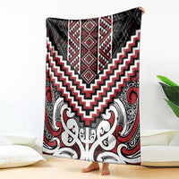 Maori Tukutuku Taniko Motifs Blanket Red Poutama Mix Kowhaiwhai LT7 - Polynesian Pride