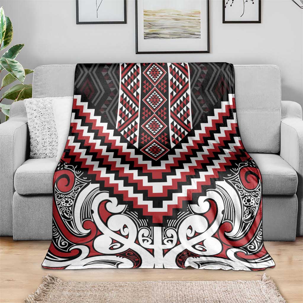Maori Tukutuku Taniko Motifs Blanket Red Poutama Mix Kowhaiwhai LT7 - Polynesian Pride