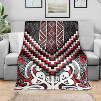 Maori Tukutuku Taniko Motifs Blanket Red Poutama Mix Kowhaiwhai LT7 - Polynesian Pride
