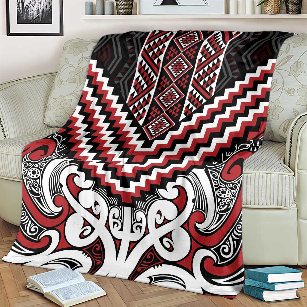 Maori Tukutuku Taniko Motifs Blanket Red Poutama Mix Kowhaiwhai LT7 - Polynesian Pride