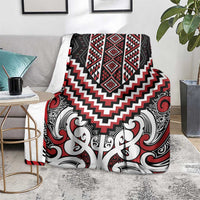 Maori Tukutuku Taniko Motifs Blanket Red Poutama Mix Kowhaiwhai LT7 - Polynesian Pride