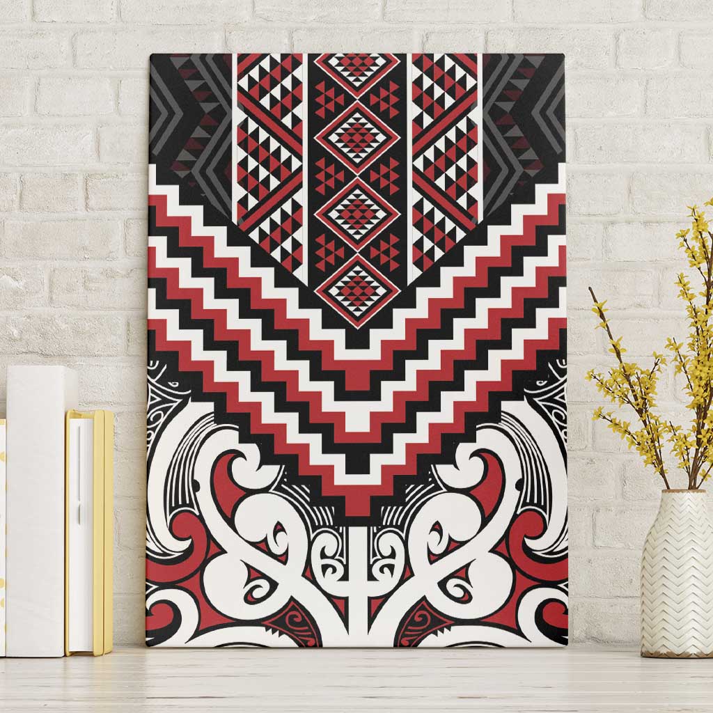 Maori Tukutuku Taniko Motifs Canvas Wall Art Red Poutama Mix Kowhaiwhai LT7 Without Frame Red - Polynesian Pride