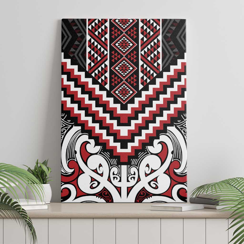Maori Tukutuku Taniko Motifs Canvas Wall Art Red Poutama Mix Kowhaiwhai LT7 - Polynesian Pride