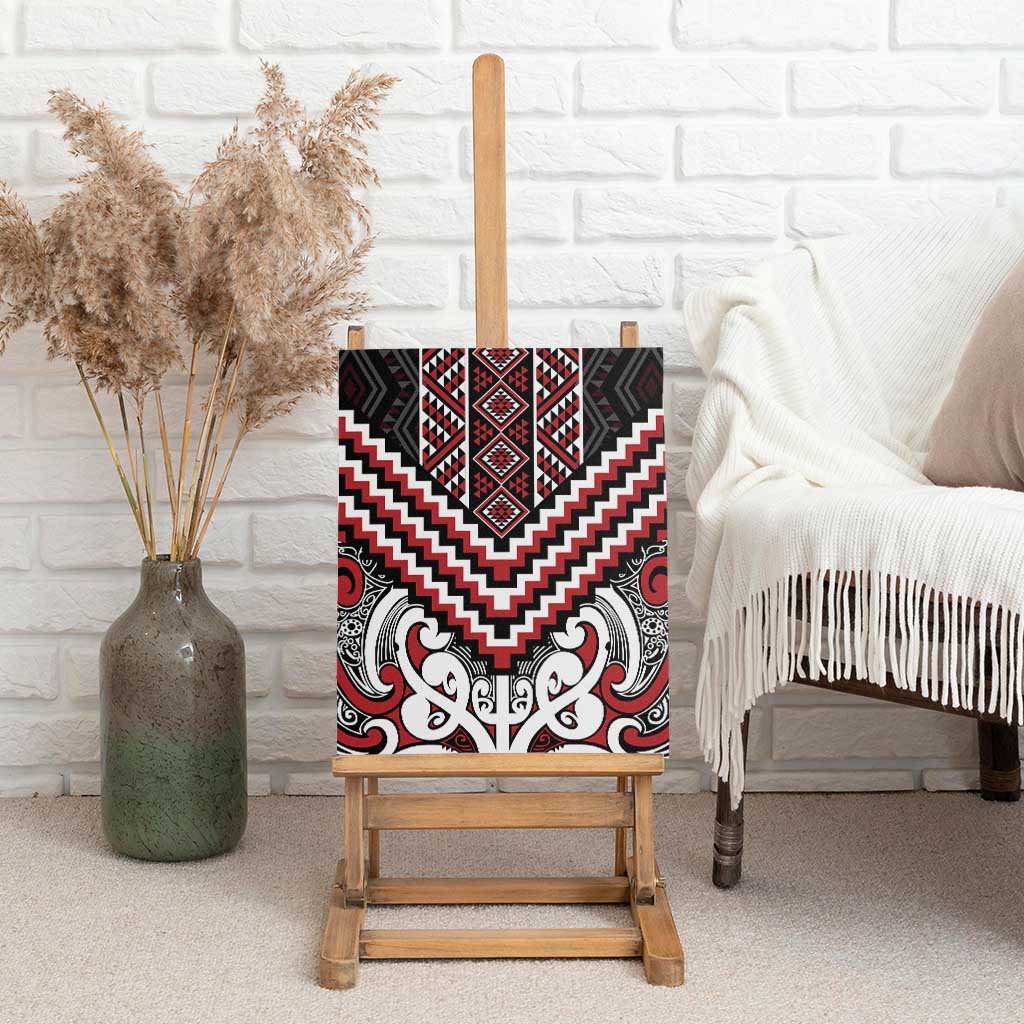 Maori Tukutuku Taniko Motifs Canvas Wall Art Red Poutama Mix Kowhaiwhai LT7 - Polynesian Pride