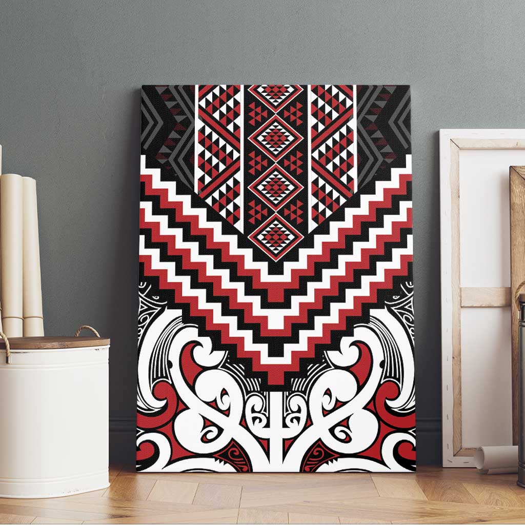 Maori Tukutuku Taniko Motifs Canvas Wall Art Red Poutama Mix Kowhaiwhai LT7 - Polynesian Pride