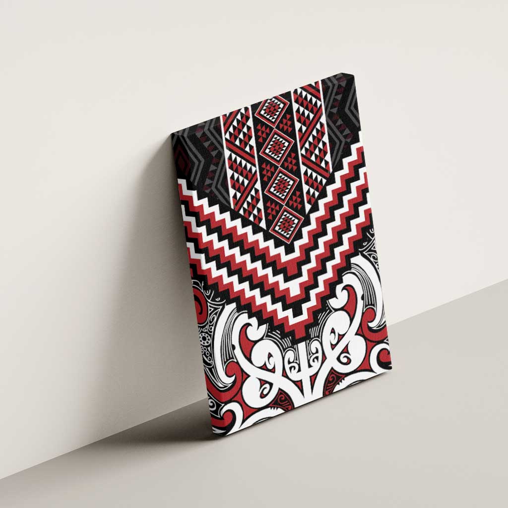 Maori Tukutuku Taniko Motifs Canvas Wall Art Red Poutama Mix Kowhaiwhai LT7 - Polynesian Pride