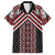 Maori Tukutuku Taniko Motifs Family Matching Off Shoulder Maxi Dress and Hawaiian Shirt Red Poutama Mix Kowhaiwhai