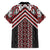 Maori Tukutuku Taniko Motifs Family Matching Off Shoulder Maxi Dress and Hawaiian Shirt Red Poutama Mix Kowhaiwhai