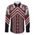 Maori Tukutuku Taniko Motifs Family Matching Off Shoulder Maxi Dress and Hawaiian Shirt Red Poutama Mix Kowhaiwhai