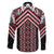 Maori Tukutuku Taniko Motifs Family Matching Off Shoulder Maxi Dress and Hawaiian Shirt Red Poutama Mix Kowhaiwhai