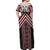 Maori Tukutuku Taniko Motifs Family Matching Off Shoulder Maxi Dress and Hawaiian Shirt Red Poutama Mix Kowhaiwhai