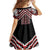 Maori Tukutuku Taniko Motifs Family Matching Off Shoulder Short Dress and Hawaiian Shirt Red Poutama Mix Kowhaiwhai