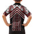 Maori Tukutuku Taniko Motifs Family Matching Short Sleeve Bodycon Dress and Hawaiian Shirt Red Poutama Mix Kowhaiwhai