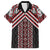 Maori Tukutuku Taniko Motifs Family Matching Short Sleeve Bodycon Dress and Hawaiian Shirt Red Poutama Mix Kowhaiwhai