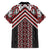 Maori Tukutuku Taniko Motifs Family Matching Short Sleeve Bodycon Dress and Hawaiian Shirt Red Poutama Mix Kowhaiwhai