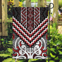 Maori Tukutuku Taniko Motifs Garden Flag Red Poutama Mix Kowhaiwhai LT7 Garden Flag Red - Polynesian Pride