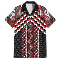 Maori Tukutuku Taniko Motifs Hawaiian Shirt Red Poutama Mix Kowhaiwhai LT7 Red - Polynesian Pride