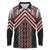 Maori Tukutuku Taniko Motifs Long Sleeve Polo Shirt Red Poutama Mix Kowhaiwhai