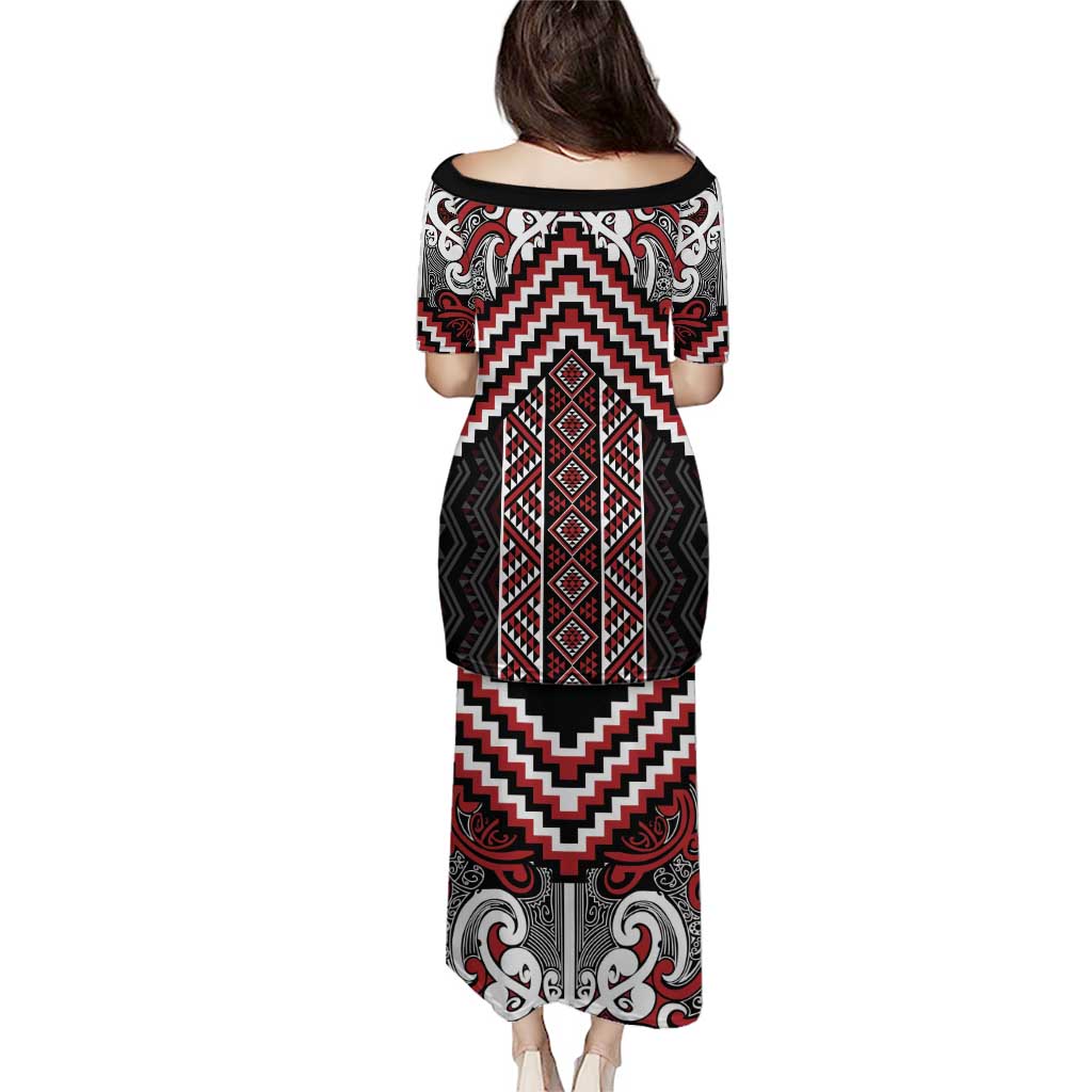 Maori Tukutuku Taniko Motifs Puletasi Red Poutama Mix Kowhaiwhai LT7 - Polynesian Pride