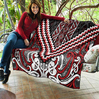 Maori Tukutuku Taniko Motifs Quilt Red Poutama Mix Kowhaiwhai
