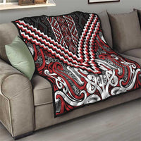 Maori Tukutuku Taniko Motifs Quilt Red Poutama Mix Kowhaiwhai
