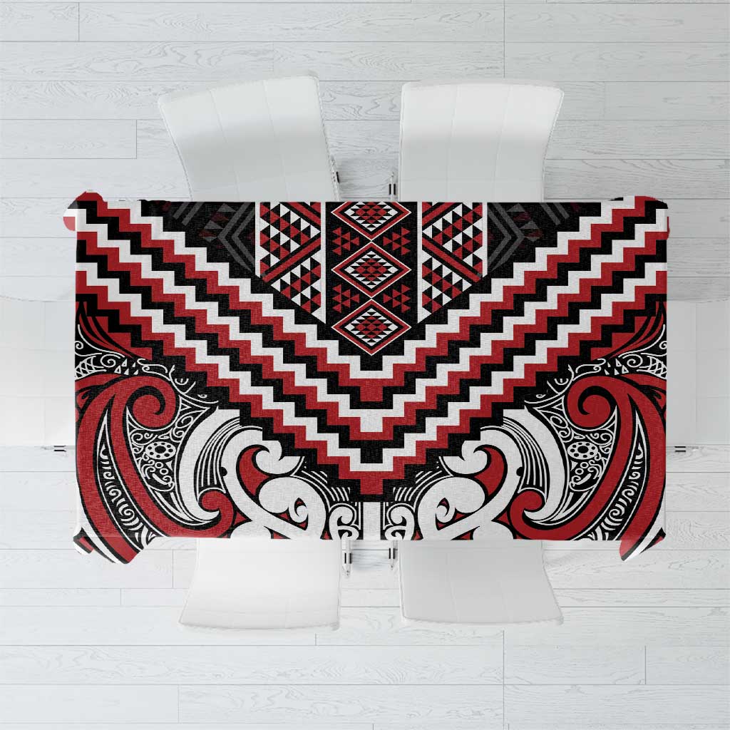 Maori Tukutuku Taniko Motifs Tablecloth Red Poutama Mix Kowhaiwhai LT7 Red - Polynesian Pride