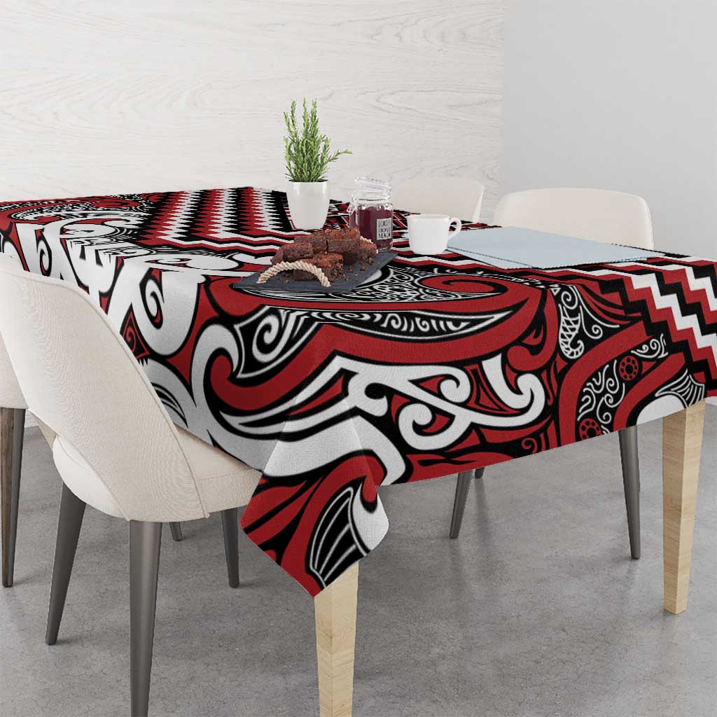 Maori Tukutuku Taniko Motifs Tablecloth Red Poutama Mix Kowhaiwhai LT7 - Polynesian Pride