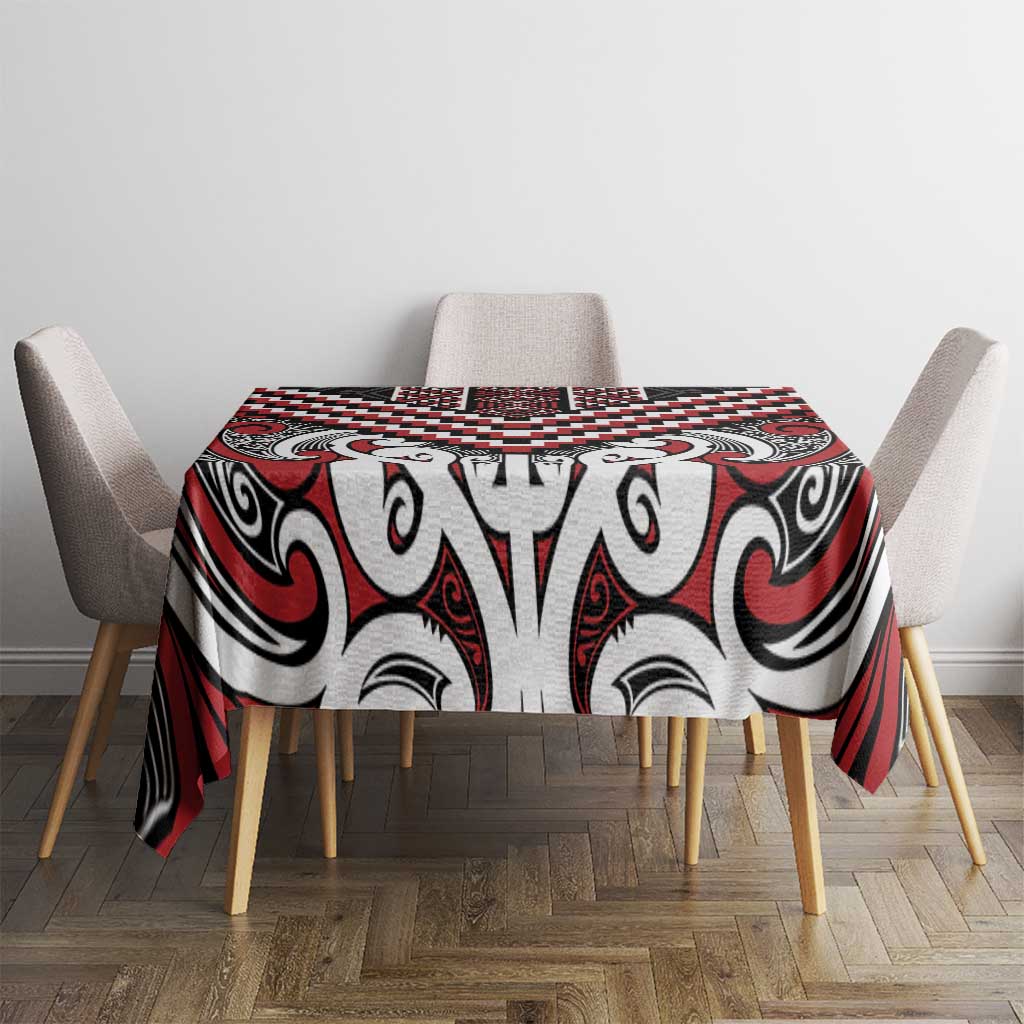 Maori Tukutuku Taniko Motifs Tablecloth Red Poutama Mix Kowhaiwhai LT7 - Polynesian Pride