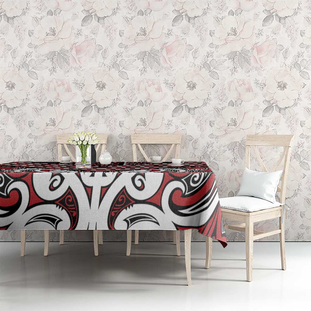 Maori Tukutuku Taniko Motifs Tablecloth Red Poutama Mix Kowhaiwhai LT7 - Polynesian Pride