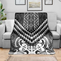 Maori Tukutuku Taniko Motifs Blanket Black Poutama Mix Kowhaiwhai LT7 - Polynesian Pride