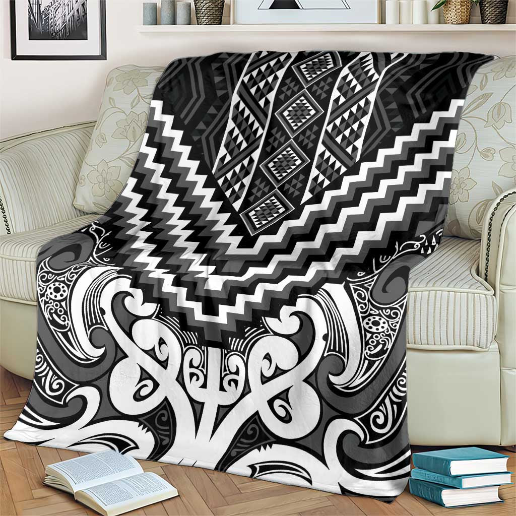 Maori Tukutuku Taniko Motifs Blanket Black Poutama Mix Kowhaiwhai LT7 - Polynesian Pride
