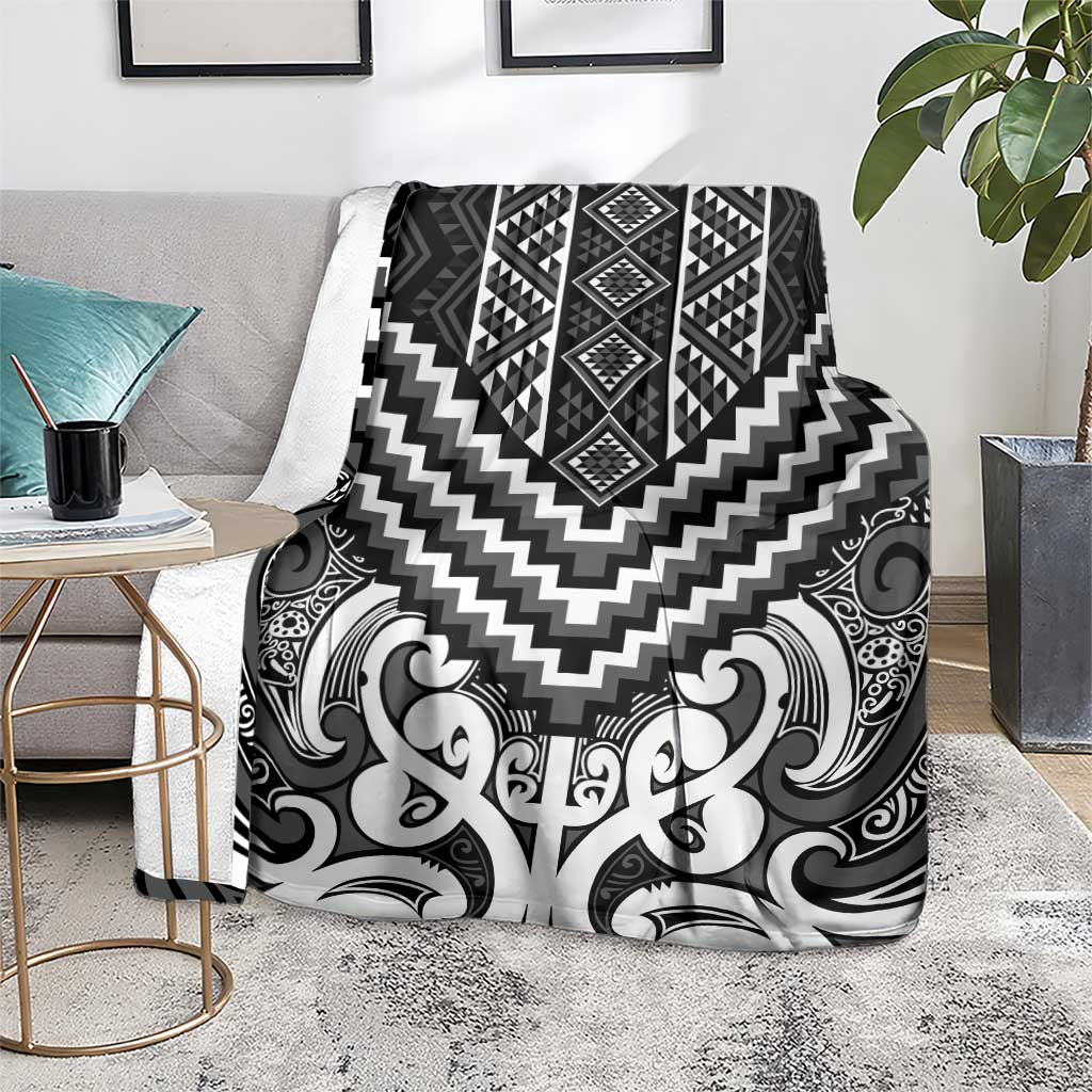 Maori Tukutuku Taniko Motifs Blanket Black Poutama Mix Kowhaiwhai LT7 - Polynesian Pride