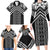 Maori Tukutuku Taniko Motifs Family Matching Long Sleeve Bodycon Dress and Hawaiian Shirt Black Poutama Mix Kowhaiwhai