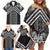 Maori Tukutuku Taniko Motifs Family Matching Off Shoulder Short Dress and Hawaiian Shirt Black Poutama Mix Kowhaiwhai