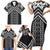 Maori Tukutuku Taniko Motifs Family Matching Short Sleeve Bodycon Dress and Hawaiian Shirt Black Poutama Mix Kowhaiwhai