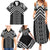 Maori Tukutuku Taniko Motifs Family Matching Summer Maxi Dress and Hawaiian Shirt Black Poutama Mix Kowhaiwhai