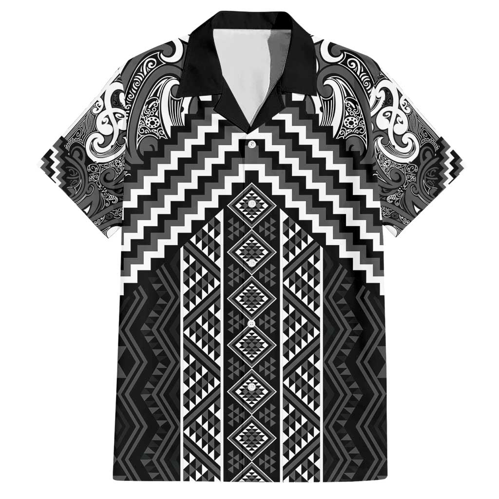 Maori Tukutuku Taniko Motifs Hawaiian Shirt Black Poutama Mix Kowhaiwhai LT7 Black - Polynesian Pride